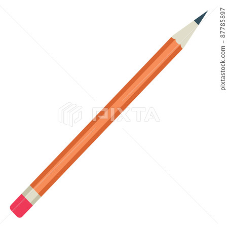 Wooden pencil with eraser top. Drawing tool icon Wooden pencil with eraser top. Drawing tool icon 87785897