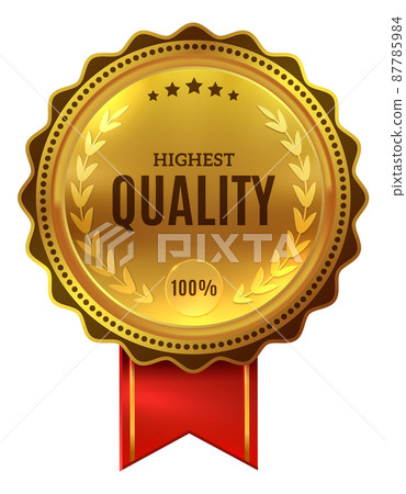 Highest quality mark. Golden badge for best product Highest quality mark. Golden badge for best product 87785984