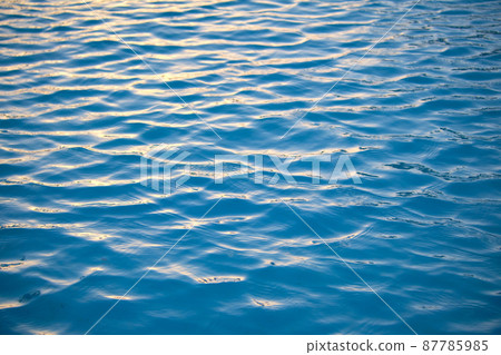 Closeup seascape surface of blue sea water with small ripple waves. Closeup seascape surface of blue sea water with small ripple waves. 87785985