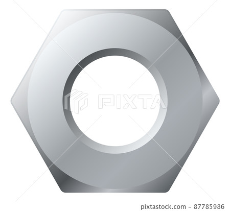 Hex nut. Top view of stainless steel fastener Hex nut. Top view of stainless steel fastener 87785986