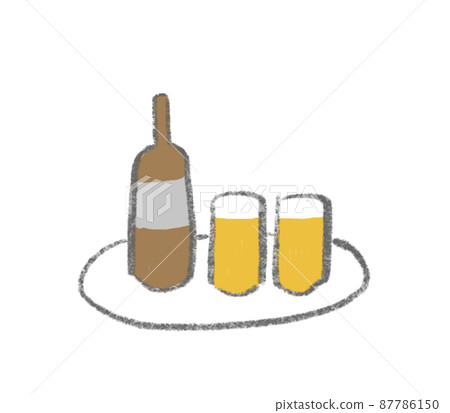 Bottled beer and glass hand-drawn style illustration 87786150