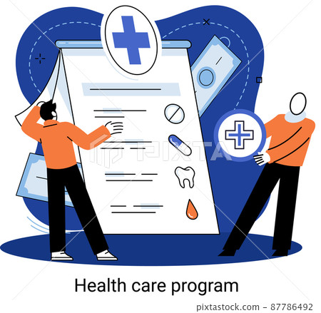 Health care program, online medical services, protection medicine, medical insurance, telemedicine metaphor 87786492