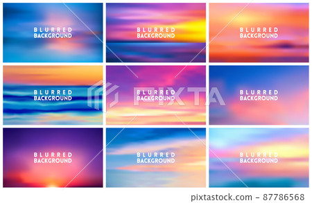 Set of 9 horizontal wide blurred nature sea sunset backgrounds Set of 9 horizontal wide blurred nature sea sunset backgrounds 87786568