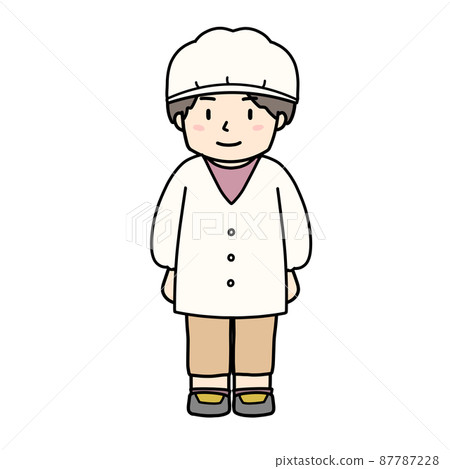 Illustration of a boy wearing a white coat on duty 87787228