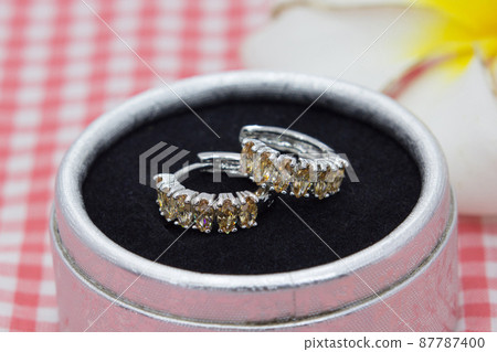 Beautiful topaz earrings display in jewelry box Beautiful topaz earrings display in jewelry box 87787400