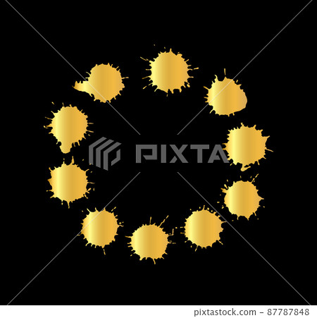 Golden splash round frame - Stock Illustration [87787848] - PIXTA
