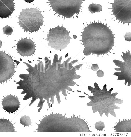 Grunge black splash background. Watercolor blots background. 87787857