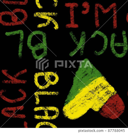 Hand drawn seamless pattern with african geometric ornament design print, Juneteenth freedom 1865 fabric, yellow green red black abstract shapes kente cloth, ethnic background. 87788045