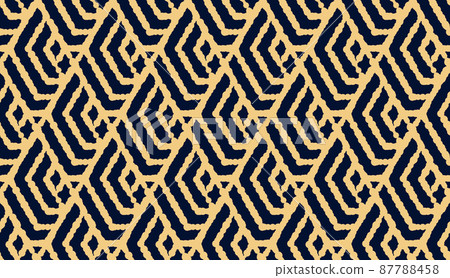 Abstract geometric pattern. A seamless vector background. Gold and dark blue ornament. Graphic modern pattern. Simple lattice graphic design Abstract geometric pattern. A seamless vector background. Gold and dark blue ornament. Graphic modern pattern. Simple lattice graphic design 87788458