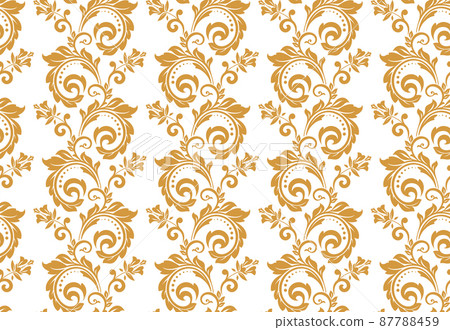 Flower geometric pattern. Seamless vector background. White and gold ornament Flower geometric pattern. Seamless vector background. White and gold ornament 87788459