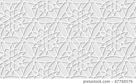 Arabic seamless pattern with classic islamic culture ornament. White background with shadow. Arabic seamless pattern with classic islamic culture ornament. White background with shadow. 87788576