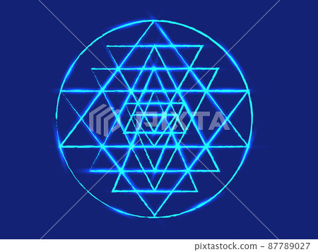 Shree Yantra（神聖的幾何圖案），發藍光的魔法圈 87789027