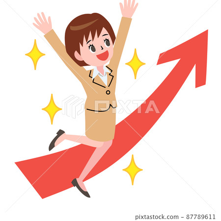 Business woman and arrow pointing up - Stock Illustration [87789611 ...