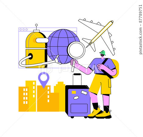 AI in travel and transportation abstract concept vector illustration. Artificial intelligence in transportation, AI travel recommendations, smart booking, real-time tracking abstract metaphor. 87789751