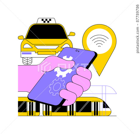 Autonomous public transport abstract concept vector illustration. Self-driving bus, urban transport services, smart taxi, automatic road service, public bus, city train, traffic abstract metaphor. Autonomous public transport abstract concept vector illustration. Self-driving bus, urban transport services, smart taxi, automatic road service, public bus, city train, traffic abstract metaphor. 87789786