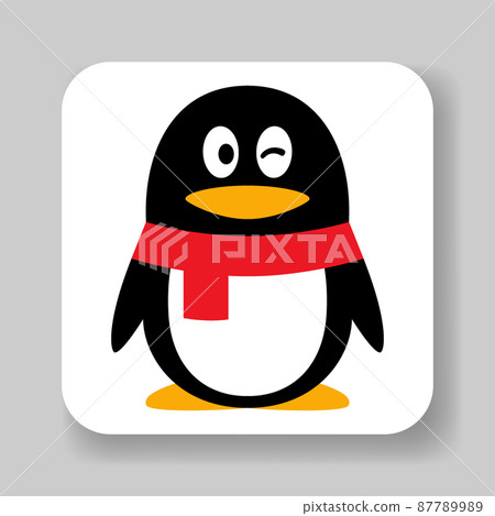 Penguin QQ messenger application icon. Social media network vector logo 87789989