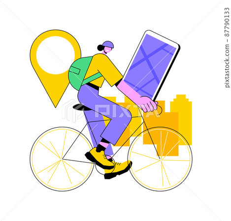 Cycling experiences abstract concept vector illustration. Cycling in nature experiences, family bike ride, best bicycle trails, rental service, city tour, indoors velodrome abstract metaphor. 87790133
