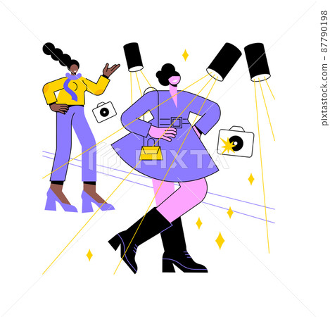 Fashion week abstract concept vector illustration. Fashion industry event, model defile, runaway show, collection presentation, apparel brand, clothes designer, glamour week abstract metaphor. 87790198