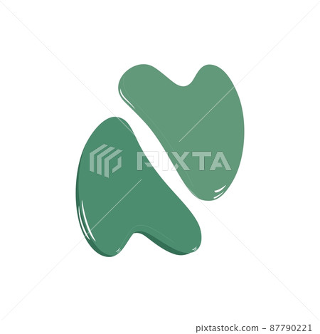 Facial gua sha massage tool. Natural green stone. Isolated vector illustration 87790221