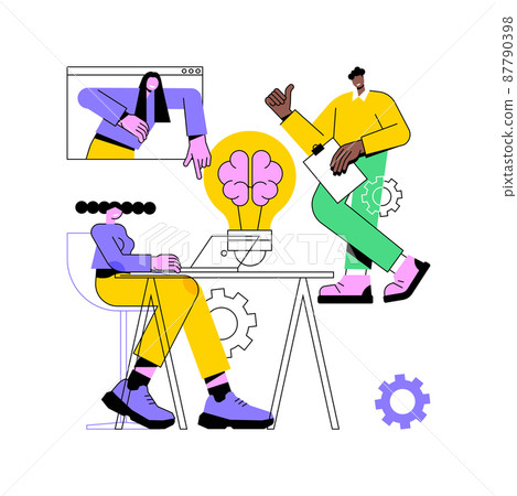 Brainstorming abstract concept vector illustration. Teamwork, brainstorming tools, idea management, creative team, working process, finding solution, startup collaboration abstract metaphor. 87790398