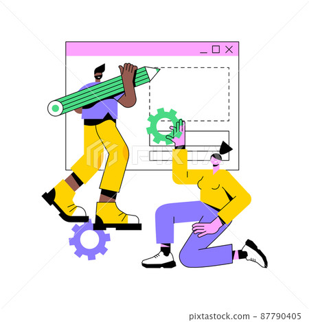 Prototyping abstract concept vector illustration. Design concept, user testing, UX, website draft version, interface idea, creative work, landing page, digital application abstract metaphor. 87790405