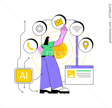 Intelligent interface abstract concept vector illustration. Interactive user interface, usability engineering, personalized experience design, artificial intelligence abstract metaphor. 87790472