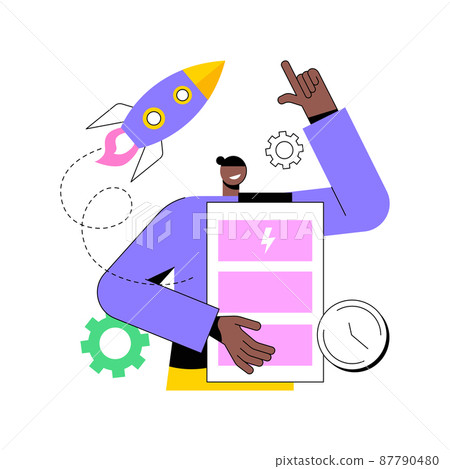 Fast charging technology abstract concept vector illustration. Rapid charge technology, usb fast battery recharge, high speed, smart wireless, gadget power management abstract metaphor. 87790480