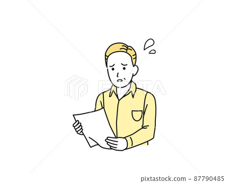 看不清文件的中老年男性 發票 健康證明 報告 支付紙 看不清文件的中老年男性 發票 健康證明 報告 支付紙 87790485