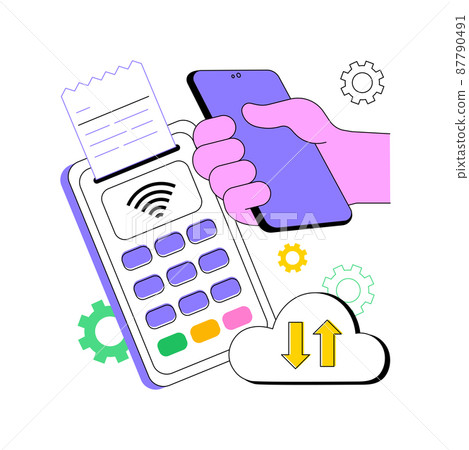 Cloud POS abstract concept vector illustration. Retail software, cloud-based POS, sales management, point of sales system, sale and transaction data storage, EPOS equipment abstract metaphor. Cloud POS abstract concept vector illustration. Retail software, cloud-based POS, sales management, point of sales system, sale and transaction data storage, EPOS equipment abstract metaphor. 87790491