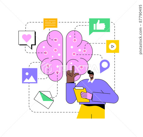 AI in social media abstract concept vector illustration. Social media marketing, AI content tracking algorithm, automated image recognition, machine learning, target advertising abstract metaphor. AI in social media abstract concept vector illustration. Social media marketing, AI content tracking algorithm, automated image recognition, machine learning, target advertising abstract metaphor. 87790495