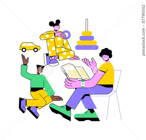 Nursery school abstract concept vector illustration. High quality pre-school program, cooperative and private nursery, educational space, bilingual kindergarten, yealding infant abstract metaphor. Nursery school abstract concept vector illustration. High quality pre-school program, cooperative and private nursery, educational space, bilingual kindergarten, yealding infant abstract metaphor. 87790502