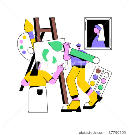 Art studio abstract concept vector illustration. Painting lesson for adults and children, open fine art class, modern gallery, pottery workshop, creative space, drawing studio abstract metaphor. Art studio abstract concept vector illustration. Painting lesson for adults and children, open fine art class, modern gallery, pottery workshop, creative space, drawing studio abstract metaphor. 87790503