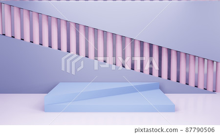 Abstract minimal scene - empty stage, 3d rendering podium on purple background with refraction background. Pedestal for cosmetic product and packaging mockups display presentation 87790506