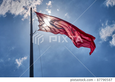 Turkish National Flag Wawing  Up In The Sky 87790587