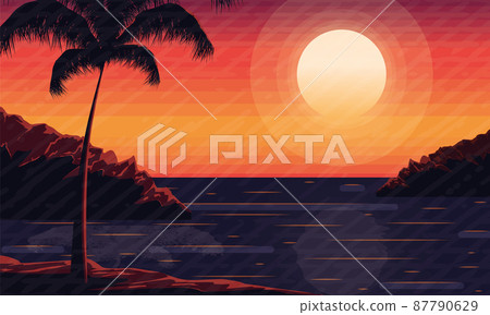 Sunset at sea Summer landscape 87790629