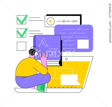 Online language tutoring abstract concept vector illustration. Live video tutoring, native speaker lesson, personal tutor in self-isolation, practice and improve speaking abstract metaphor. 87790918