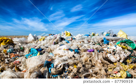 Pollution concept garbage pile in trash, waste dump or a landfill, waste from household, global warning, waste flooding 87790919