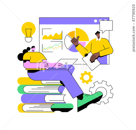 Online workshop abstract concept vector illustration. Digital workshop, online topic course, distance web learning, group video call, webcam laptop screen, educational webinar abstract metaphor. 87790920
