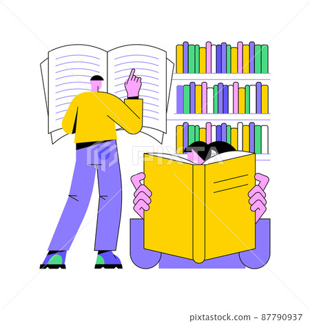 Public library abstract concept vector illustration. Children library event, tutoring and workshop, homework help, public service, reading facility, rare book access, take home abstract metaphor. 87790937
