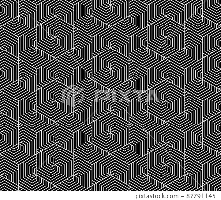 Abstract geometric pattern with stripes, lines. Seamless vector background. White and black ornament. Simple lattice graphic design Abstract geometric pattern with stripes, lines. Seamless vector background. White and black ornament. Simple lattice graphic design 87791145