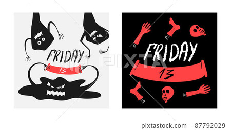 postcards for Friday the 13th with monsters and body parts 87792029