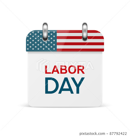 Vector 3d Realistic Labor Day Paper Classic Simple Minimalistic Calendar with US Flag Colors Icon. Design Template for Labor Day Card, Banner, Wall Calendar, Background Vector 3d Realistic Labor Day Paper Classic Simple Minimalistic Calendar with US Flag Colors Icon. Design Template for Labor Day Card, Banner, Wall Calendar, Background 87792422
