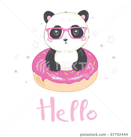 Vector Illustration: A cute cartoon giant panda is sitting on the ground Vector Illustration: A cute cartoon giant panda is sitting on the ground 87792444