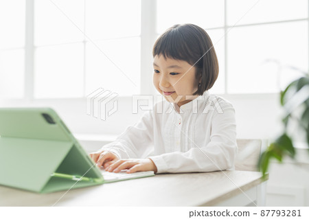 Girl typing Girl typing 87793281