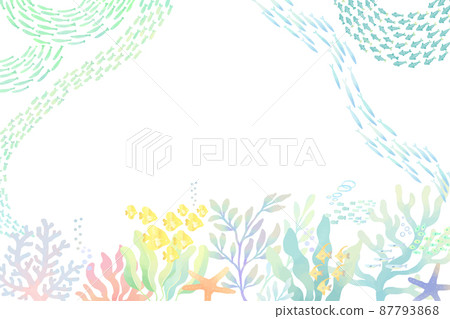 Coral and small fish enclosure frame decorative frame illustration Coral and small fish enclosure frame decorative frame illustration 87793868