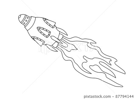 Doodle space rocket vector illustration isolated on white background. Simple style hand drawn flat Doodle space rocket vector illustration isolated on white background. Simple style hand drawn flat 87794144