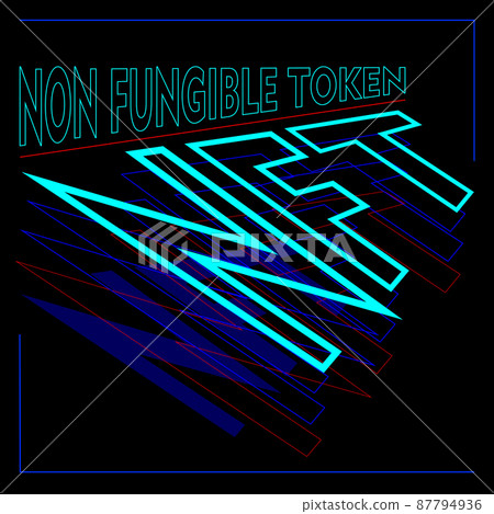 abstract lettering of the logo of a non-fungible token on a dark background 87794936