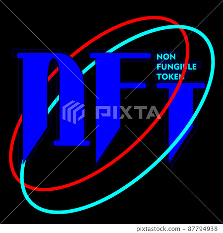 abstract lettering of the logo of a non-fungible token with rings on a dark background abstract lettering of the logo of a non-fungible token with rings on a dark background 87794938
