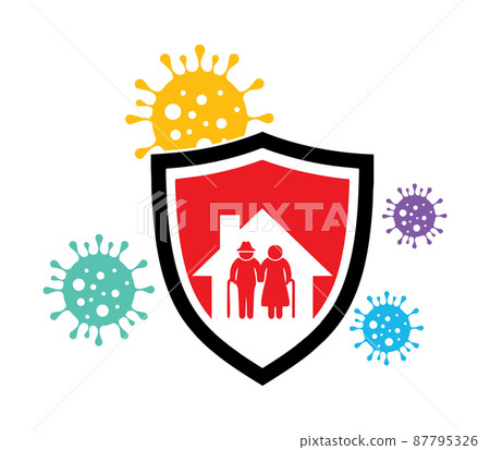 Eldery urgent to stay at home symbol Eldery urgent to stay at home symbol 87795326