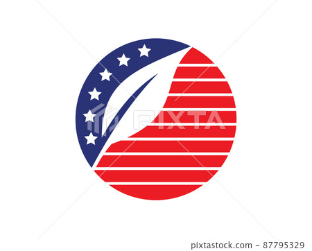 leaf on red and blue circle logo leaf on red and blue circle logo 87795329